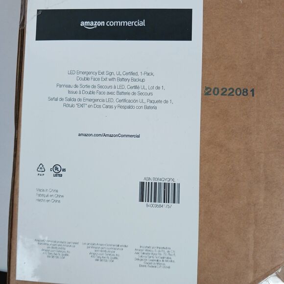 Amazon Commercial LED Emergency Exit Sign, Double Face Exit with Battery Backup - Picture 2 of 8